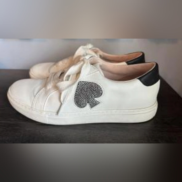 Kate Spade KS Fez Glitz White Leather Sneakers  Womens 9.5 AUTHENTIC - Picture 7 of 7